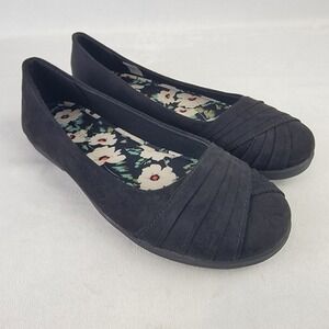 Rocket Dog Jupiterct Black Pleated Ballet Flats Womens 9.5 M Slip On Shoes